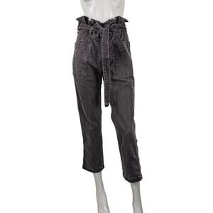 AMO Denim Women's Paperbag belted Utility Pants in Washed Black Size 28